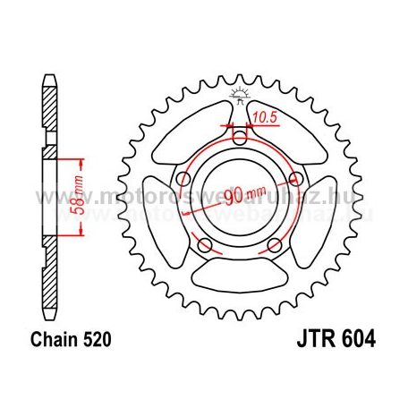 LÁNCKERÉK HÁTSÓ JT (JTR604) 520-as LÁNCHOZ