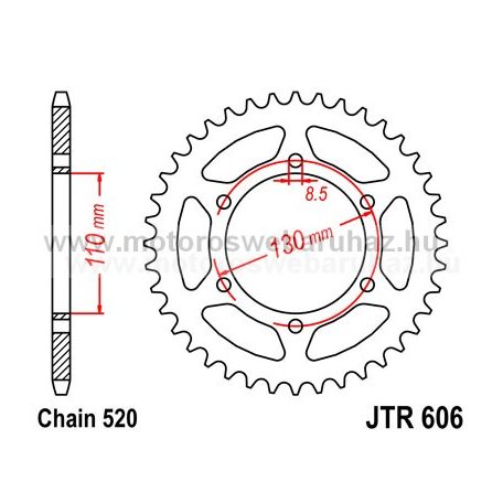 LÁNCKERÉK HÁTSÓ JT (JTR606) 520-as LÁNCHOZ