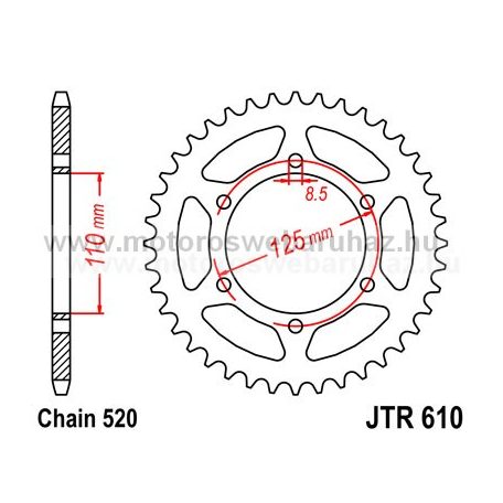 LÁNCKERÉK HÁTSÓ JT (JTR610) 520-as LÁNCHOZ