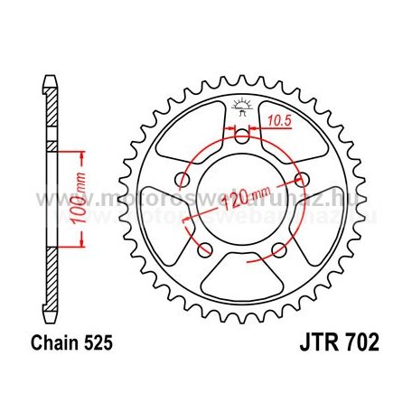 LÁNCKERÉK HÁTSÓ JT (JTR702) 525-ös LÁNCHOZ