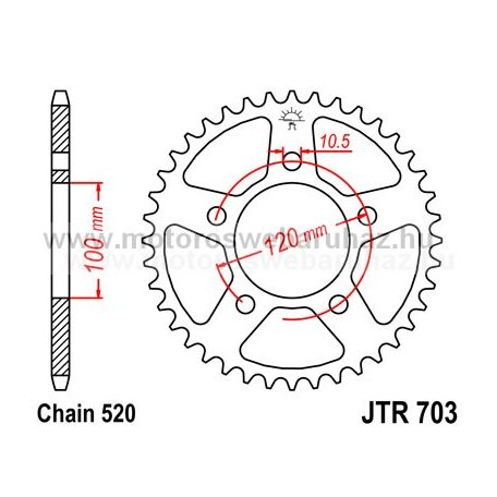 LÁNCKERÉK HÁTSÓ JT (JTR703) 520-as LÁNCHOZ