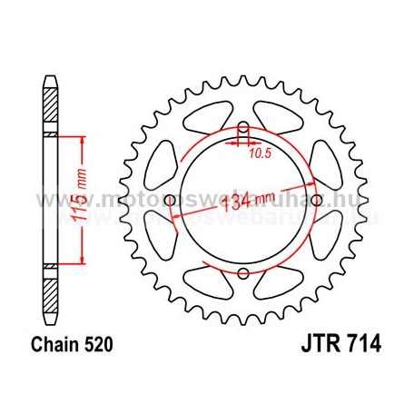 LÁNCKERÉK HÁTSÓ JT (JTR714) 520-as LÁNCHOZ