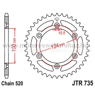 LÁNCKERÉK HÁTSÓ JT (JTR735) 520-as LÁNCHOZ