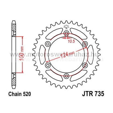 LÁNCKERÉK HÁTSÓ JT (JTR735) 520-as LÁNCHOZ