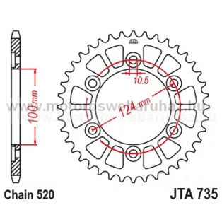LÁNCKERÉK HÁTSÓ ALU JT (JTA735) 520-as LÁNCHOZ FEKETE