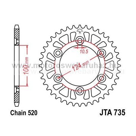 LÁNCKERÉK HÁTSÓ ALU JT (JTA735) 520-as LÁNCHOZ