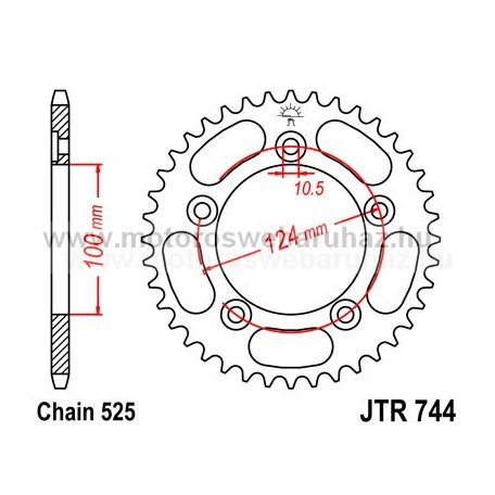 LÁNCKERÉK HÁTSÓ JT (JTR744) 525-ös LÁNCHOZ