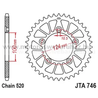 LÁNCKERÉK HÁTSÓ ALU JT (JTA746) 520-aS LÁNCHOZ FEKETE 