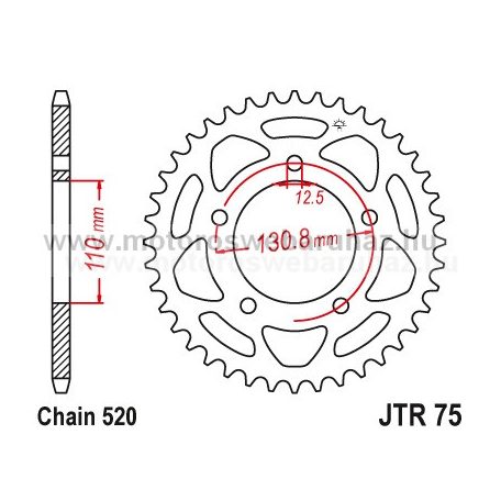 LÁNCKERÉK HÁTSÓ JT (JTR75) 520-as LÁNCHOZ