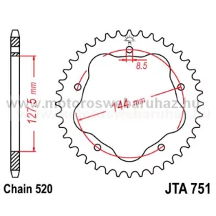 LÁNCKERÉK HÁTSÓ ALU JT (JTA751) 520-as LÁNCHOZ FEKETE