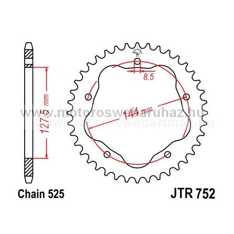 LÁNCKERÉK HÁTSÓ JT (JTR752) 525-ös LÁNCHOZ