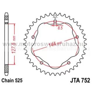 LÁNCKERÉK HÁTSÓ ALU JT (JTA752) 525-ös LÁNCHOZ FEKETE