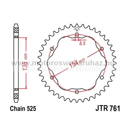 LÁNCKERÉK HÁTSÓ JT (JTR761) 525-ös LÁNCHOZ