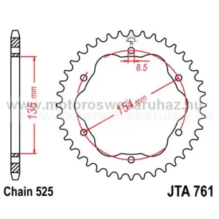 LÁNCKERÉK HÁTSÓ ALU JT (JTA761) 525-ös LÁNCHOZ FEKETE