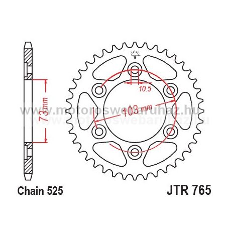 LÁNCKERÉK HÁTSÓ JT (JTR765) 525-ös LÁNCHOZ 