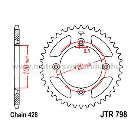 LÁNCKERÉK HÁTSÓ JT (JTR798) 428-as lánchoz