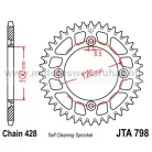 LÁNCKERÉK HÁTSÓ ALU JT (JTA798) 428-aS LÁNCHOZ FEKETE