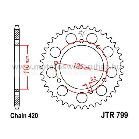 LÁNCKERÉK HÁTSÓ JT (JTR799) 420-as LÁNCHOZ