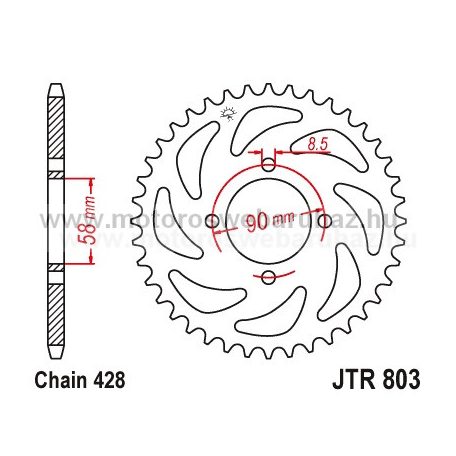 LÁNCKERÉK HÁTSÓ JT (JTR803) 428-as LÁNCHOZ 