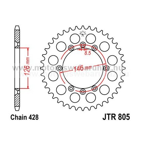 LÁNCKERÉK HÁTSÓ JT (JTR805) 428-as LÁNCHOZ