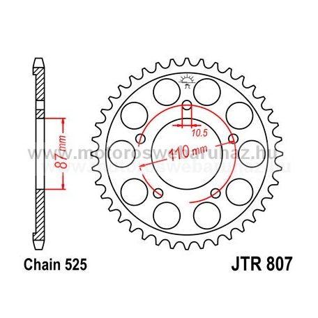 LÁNCKERÉK HÁTSÓ JT (JTR807) 525-ös LÁNCHOZ