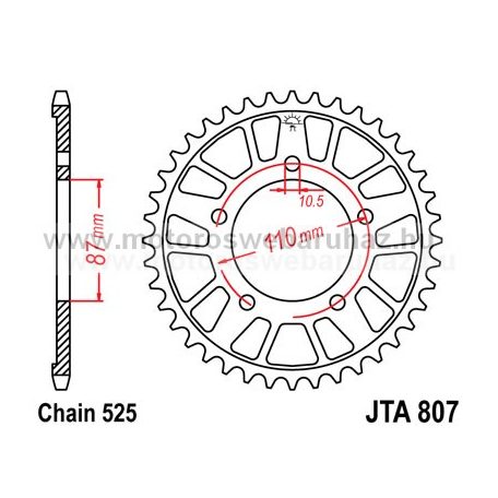 LÁNCKERÉK HÁTSÓ ALU JT (JTA807) 525-ös LÁNCHOZ