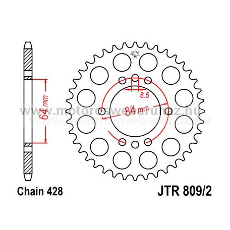 LÁNCKERÉK HÁTSÓ JT (JTR809/2) 428-as LÁNCHOZ