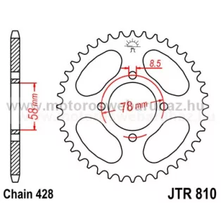 LÁNCKERÉK HÁTSÓ JT (JTR810) 428-as LÁNCHOZ