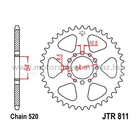 LÁNCKERÉK HÁTSÓ JT (JTR811) 520-as LÁNCHOZ