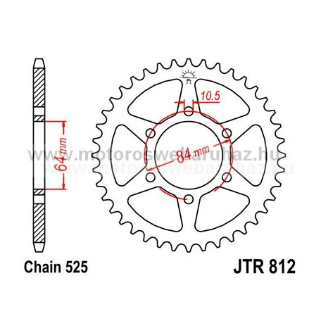 LÁNCKERÉK HÁTSÓ JT (JTR812) 525-ös LÁNCHOZ