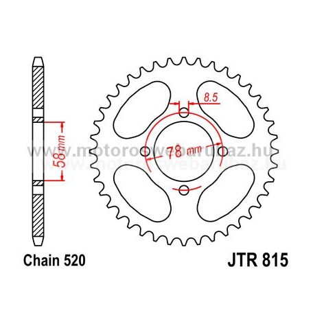 LÁNCKERÉK HÁTSÓ JT (JTR815) 520-as LÁNCHOZ