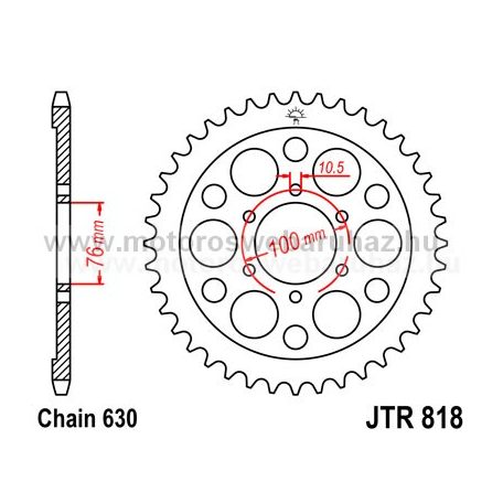 LÁNCKERÉK HÁTSÓ JT (JTR818) 630-as LÁNCHOZ