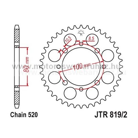 LÁNCKERÉK HÁTSÓ JT (JTR819/2) 520-as LÁNCHOZ