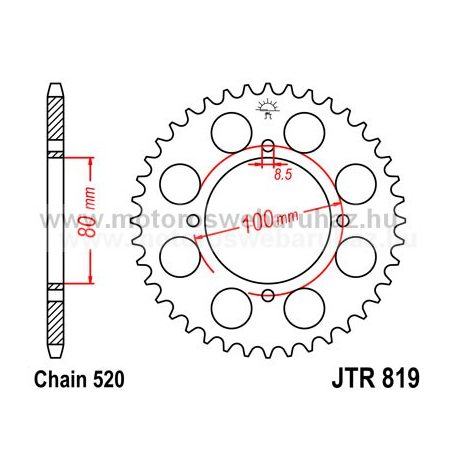 LÁNCKERÉK HÁTSÓ JT (JTR819) 520-as LÁNCHOZ