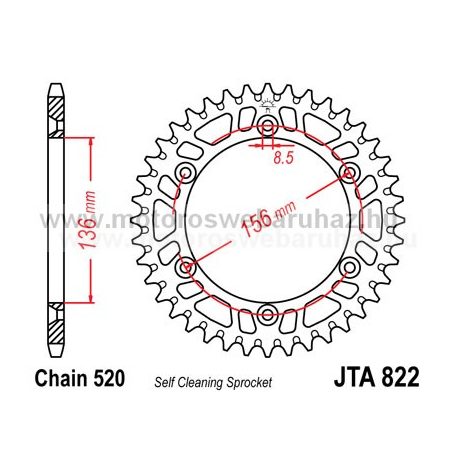 LÁNCKERÉK HÁTSÓ ALU JT (JTA822) 520-as LÁNCHOZ