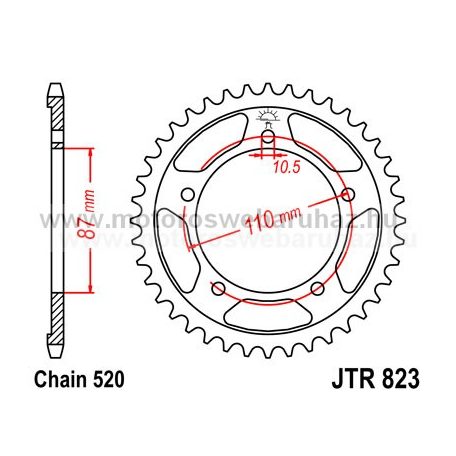 LÁNCKERÉK HÁTSÓ JT (JTR823) 520-as LÁNCHOZ