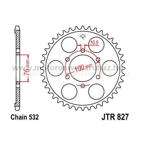 LÁNCKERÉK HÁTSÓ JT (JTR827) 532-es LÁNCHOZ