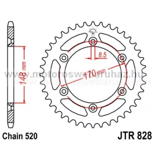 LÁNCKERÉK HÁTSÓ JT (JTR828) 520-as LÁNCHOZ