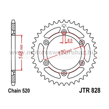 LÁNCKERÉK HÁTSÓ JT (JTR828) 520-as LÁNCHOZ