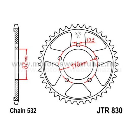 LÁNCKERÉK HÁTSÓ JT (JTR830) 532-as LÁNCHOZ