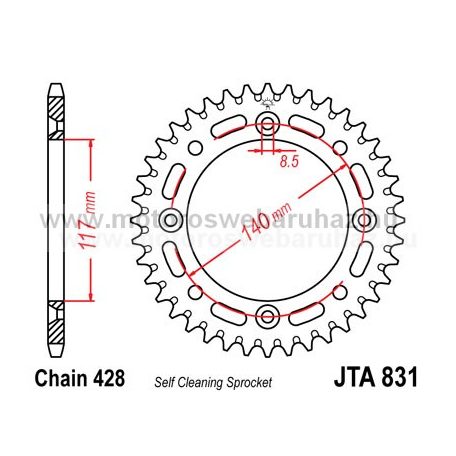 LÁNCKERÉK HÁTSÓ ALU JT (JTA831) 428-as LÁNCHOZ