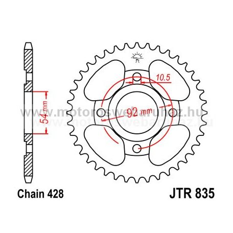 LÁNCKERÉK HÁTSÓ JT (JTR835) 428-as LÁNCHOZ