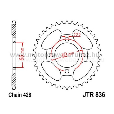 LÁNCKERÉK HÁTSÓ JT (JTR836) 428-as LÁNCHOZ