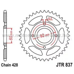 LÁNCKERÉK HÁTSÓ JT (JTR837) 428-as LÁNCHOZ