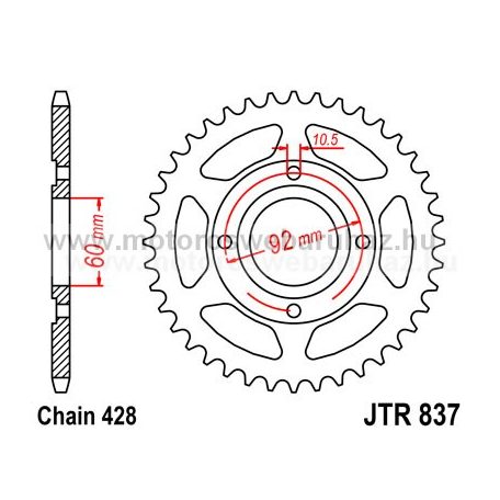 LÁNCKERÉK HÁTSÓ JT (JTR837) 428-as LÁNCHOZ