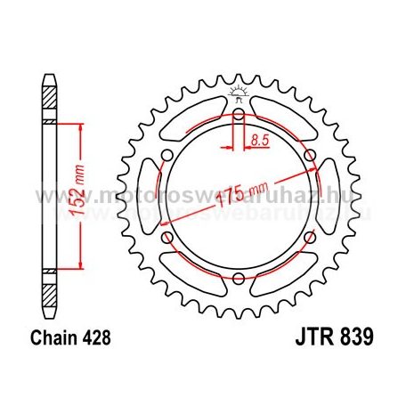 LÁNCKERÉK HÁTSÓ JT (JTR839) 428-as LÁNCHOZ