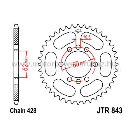 LÁNCKERÉK HÁTSÓ JT (JTR843) 428-as LÁNCHOZ