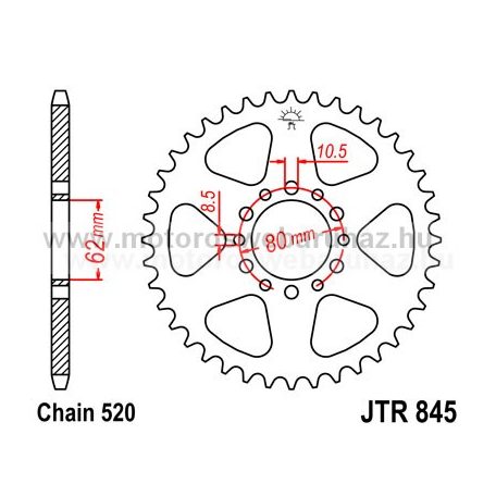 LÁNCKERÉK HÁTSÓ JT (JTR845) 520-as LÁNCHOZ