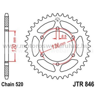 LÁNCKERÉK HÁTSÓ JT (JTR846) 520-as LÁNCHOZ