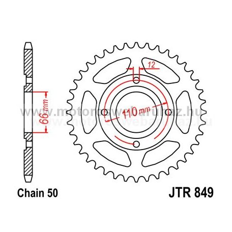 LÁNCKERÉK HÁTSÓ JT (JTR849) 530-as LÁNCHOZ